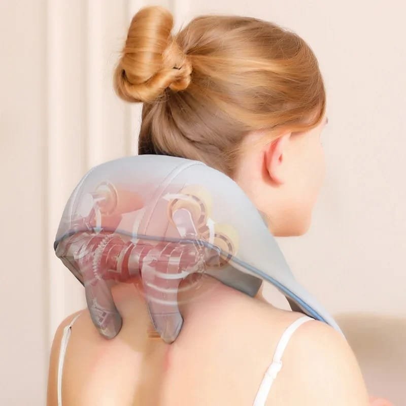 MASAJEADOR CERVICAL Y HOMBROS CON TERAPIA DE CALOR INALAMBRICO
