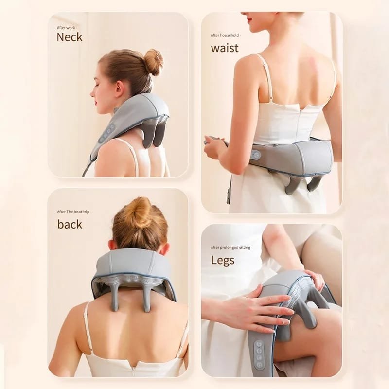 MASAJEADOR CERVICAL Y HOMBROS CON TERAPIA DE CALOR INALAMBRICO